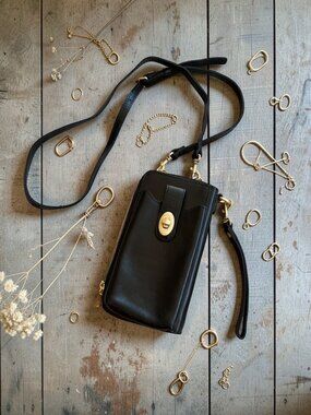 PATRICIA NASH Black Leather Kisslock Wallet Crossbody Bag